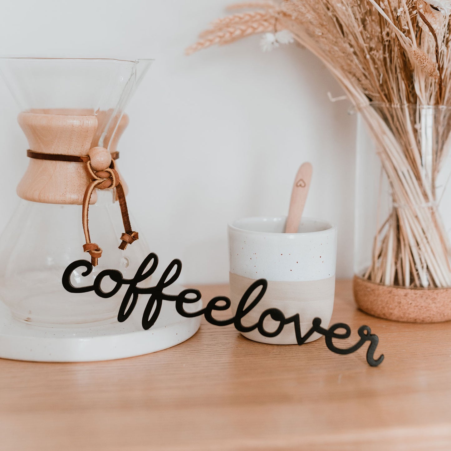 Lettrage en relief en bois Coffeelover (UE = 8 Pièces)