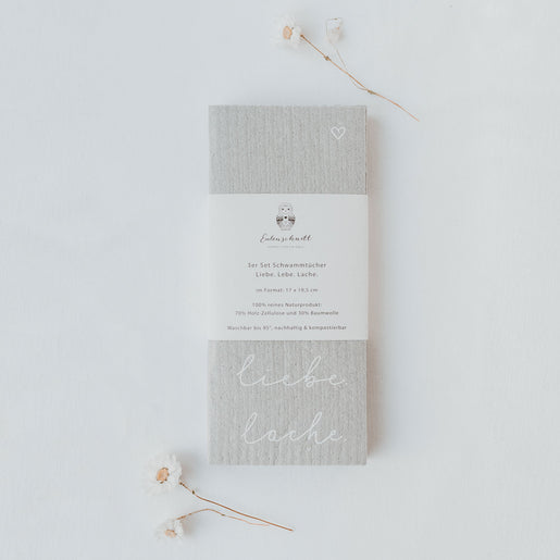 Schwammtücher Lebe Liebe Lache im 3er Set (VE = 10 Stück)