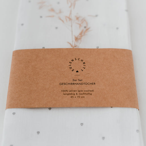 Leinen Geschirrtücher Herzen im 2er Set  (VE = 5 Stück)