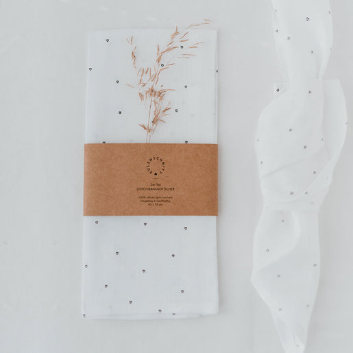 Leinen Geschirrtücher Herzen im 2er Set  (VE = 5 Stück)