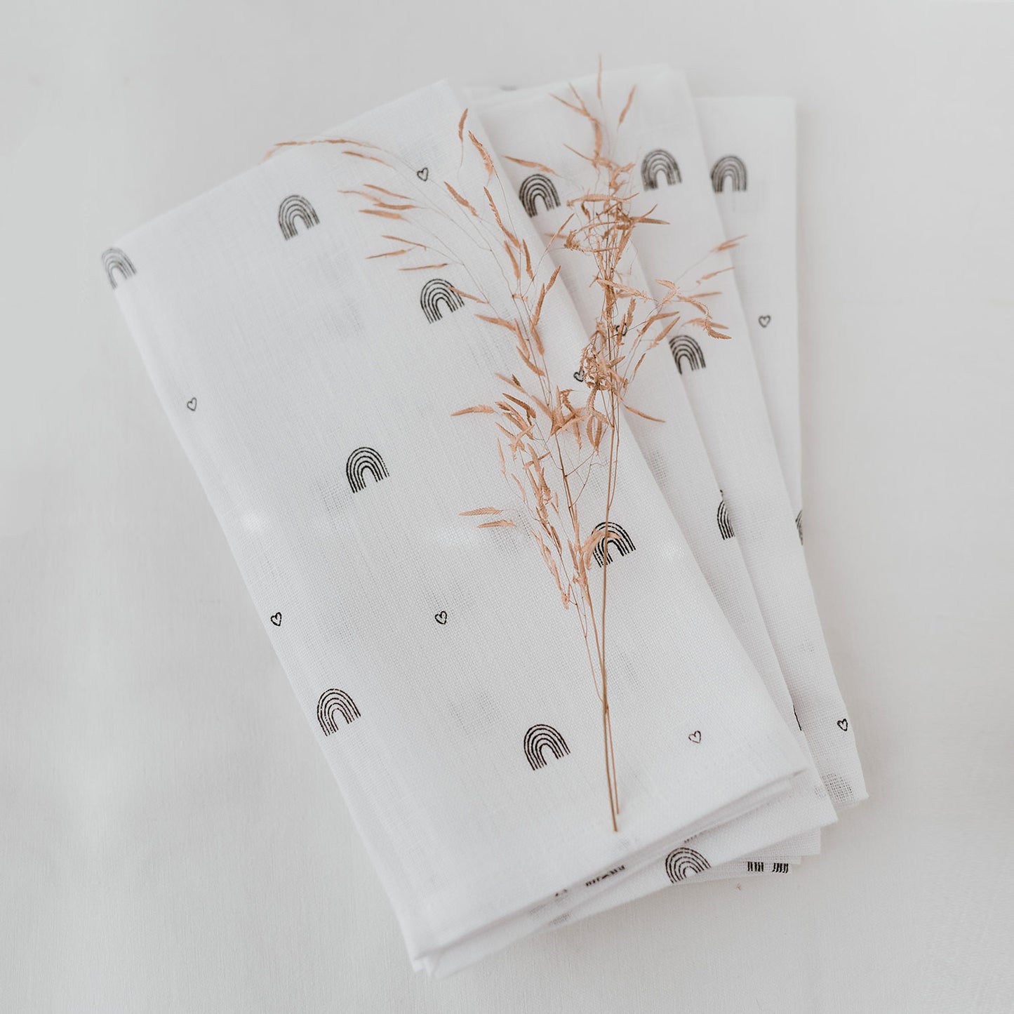 Lot de 4 serviettes en lin "arc-en-ciel" (UE = 5 Pièces)
