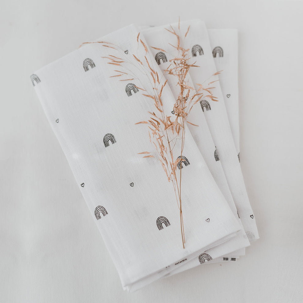 Lot de 4 serviettes en lin "arc-en-ciel" (UE = 5 Pièces)