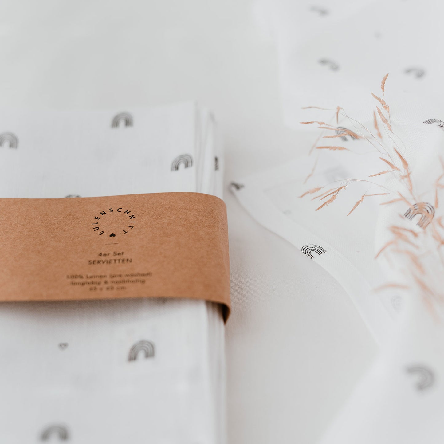 Lot de 4 serviettes en lin "arc-en-ciel" (UE = 5 Pièces)