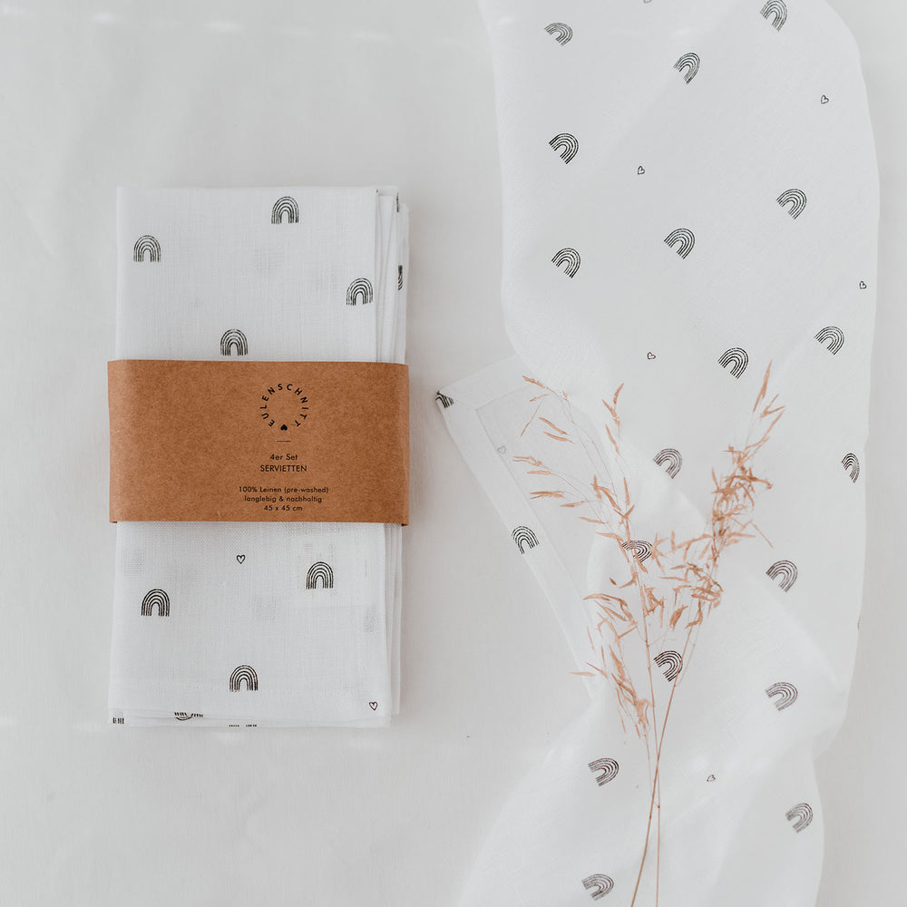 Lot de 4 serviettes en lin "arc-en-ciel" (UE = 5 Pièces)