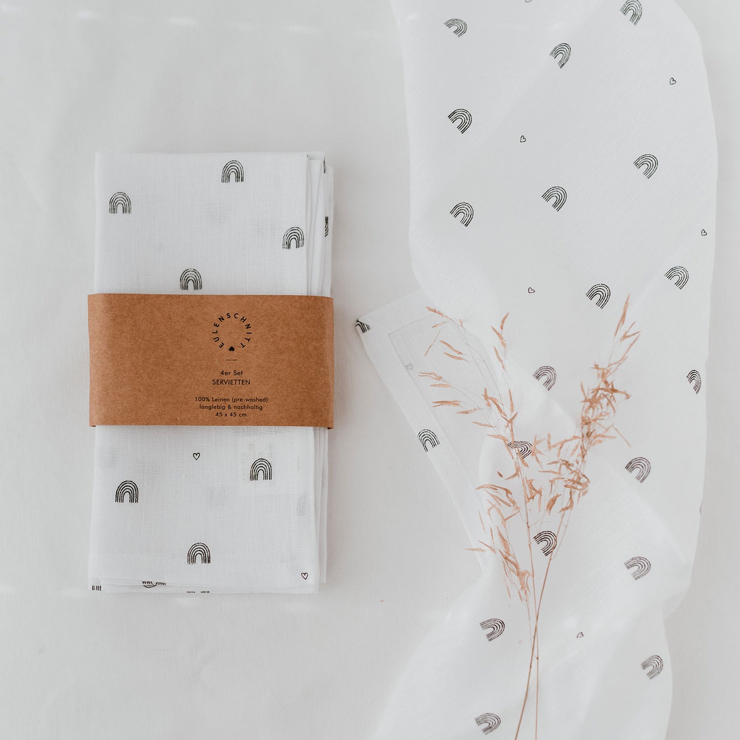 Lot de 4 serviettes en lin "arc-en-ciel" (UE = 5 Pièces)