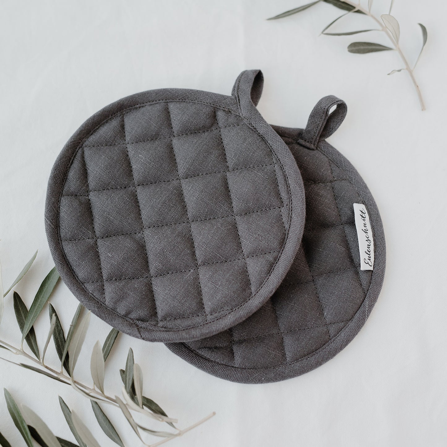 Linen potholders anthracite (= 5 pcs.)