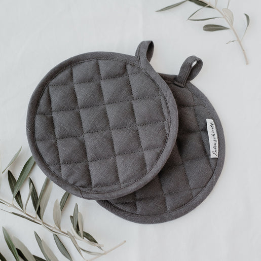 Maniques en lin anthracite (= 5 Pièces.)