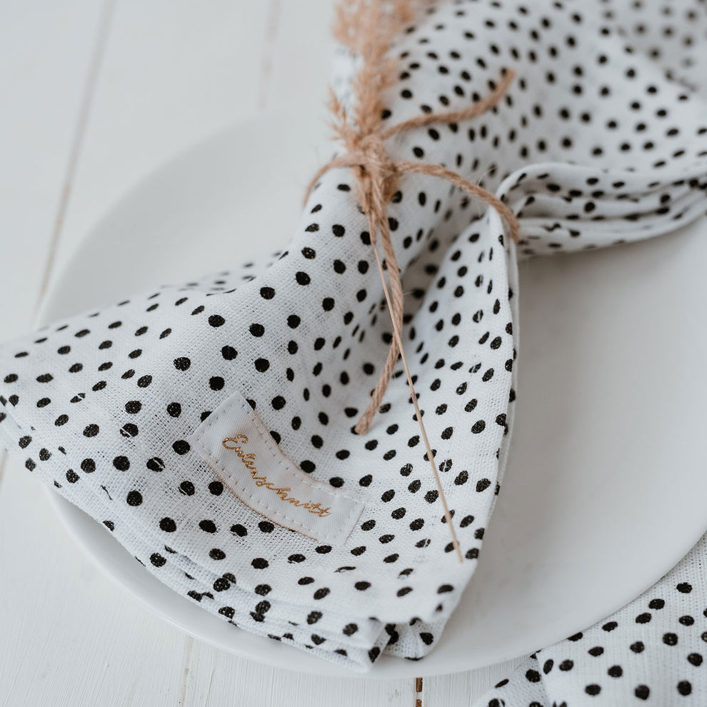 Serviettes en lin pois en lot de 4 (UE = 5 Pièces)