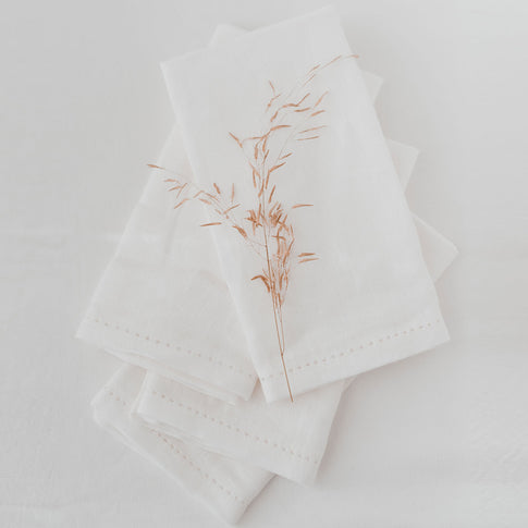 Serviettes en lin blanches en lot de 4 (1 VE = 5 Pièces.)