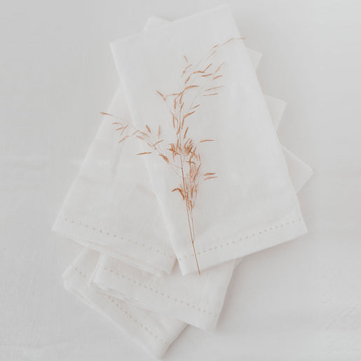 Serviettes en lin blanches en lot de 4 (1 VE = 5 Pièces.)