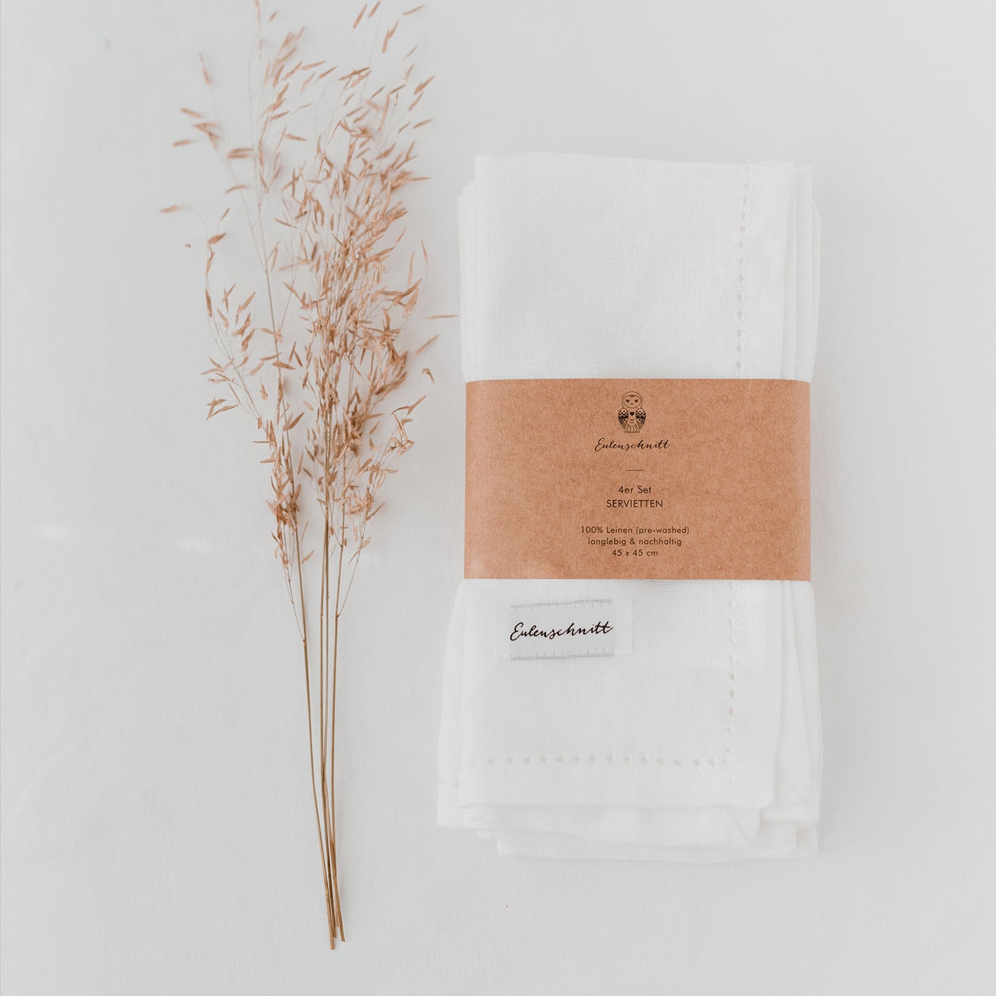 Serviettes en lin blanches en lot de 4 (1 VE = 5 Pièces.)