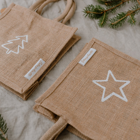 Mini jute shopper star & fir (PU = 5 pieces)