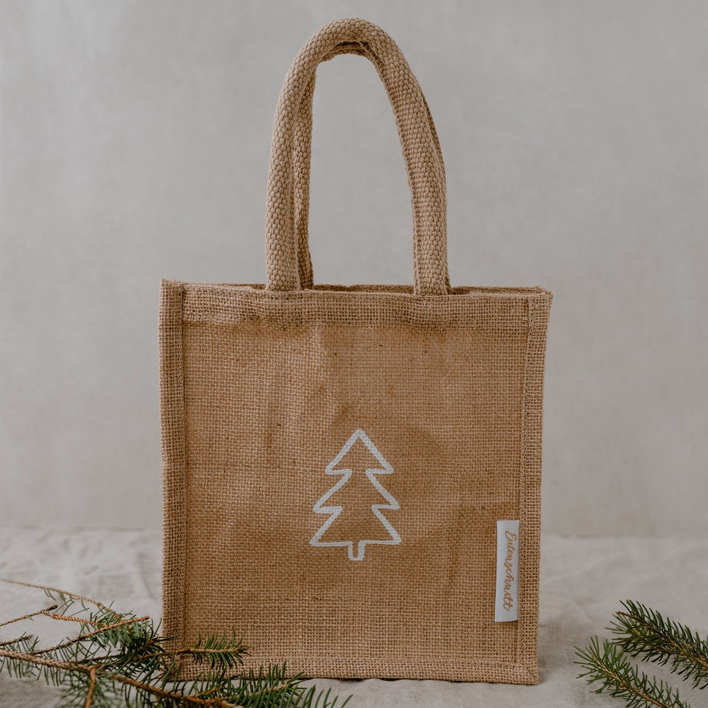Mini jute shopper star & fir (PU = 5 pieces)