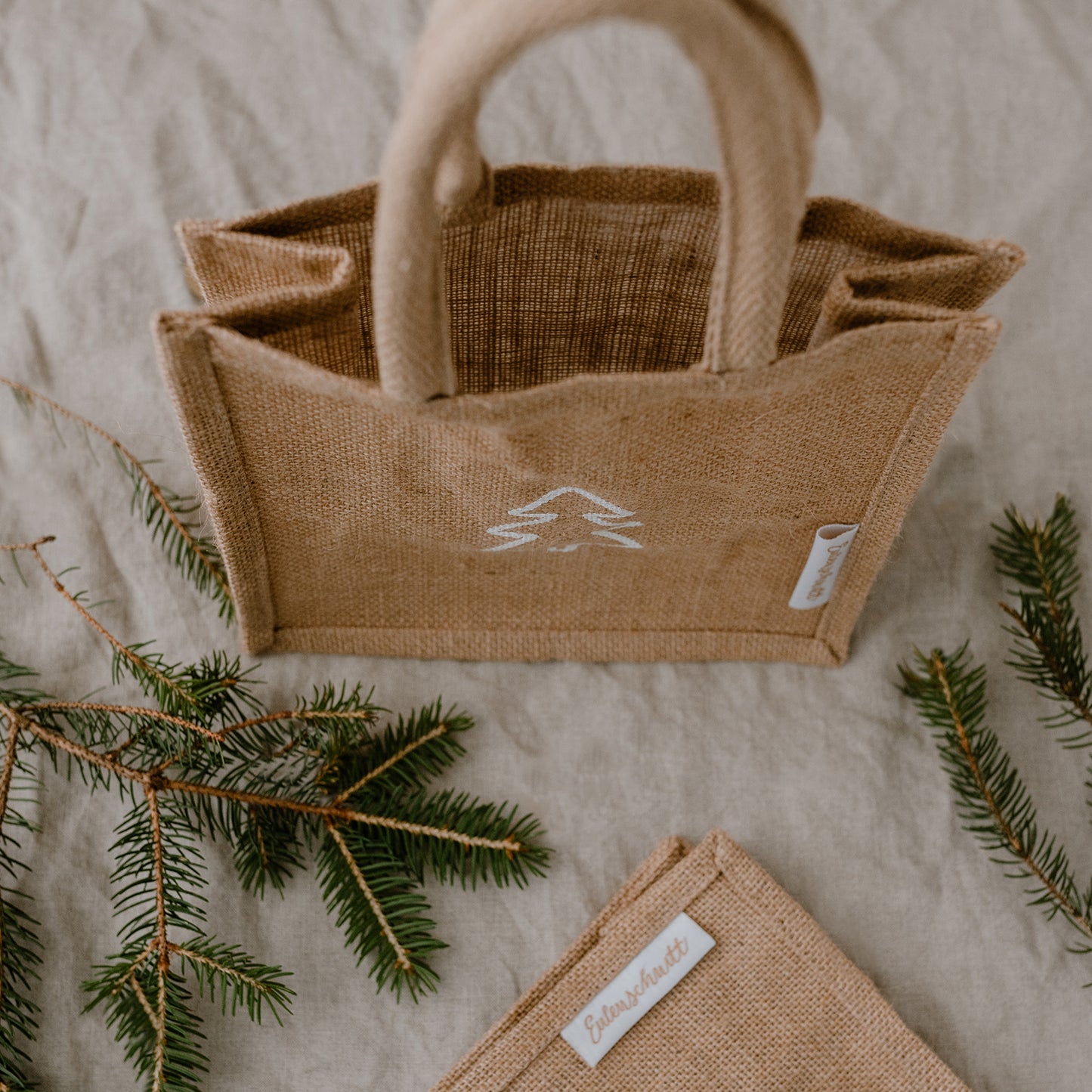 Mini jute shopper star & fir (PU = 5 pieces)