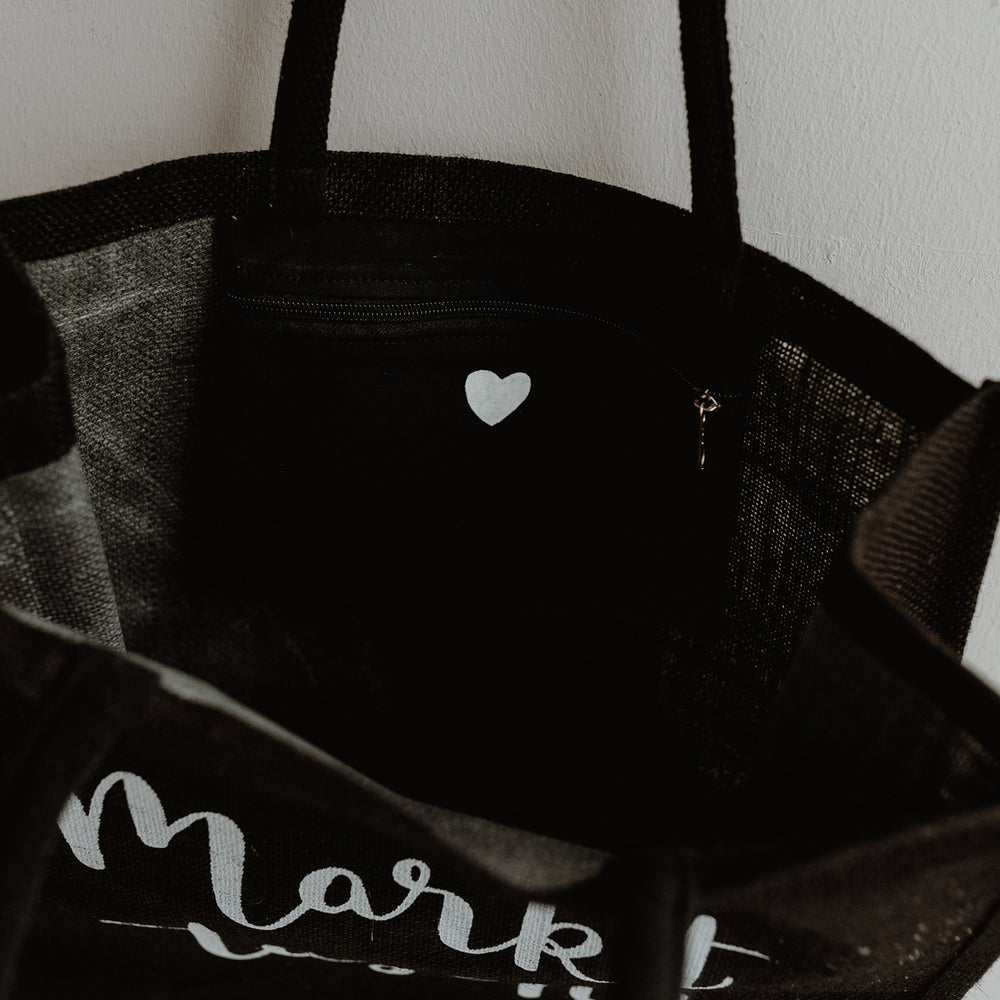 Jute shopper market bag black (PU = 5 pieces)