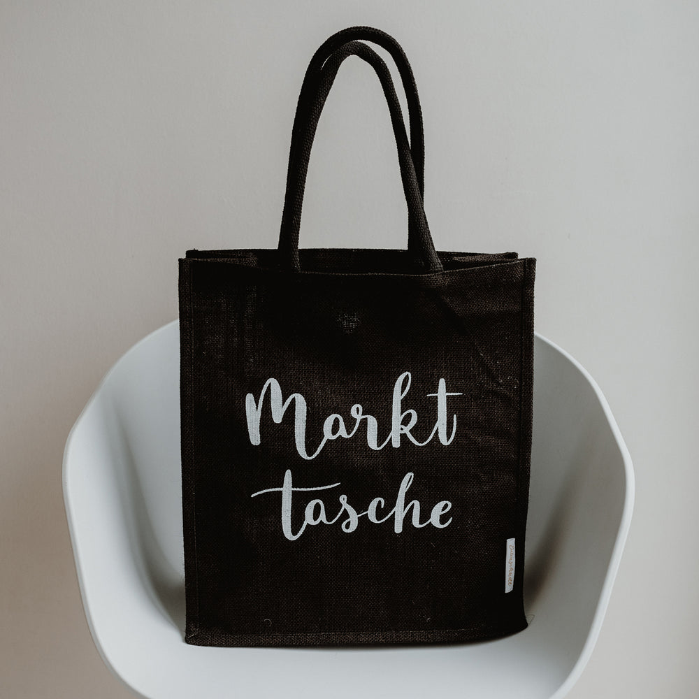 Jute shopper market bag black (PU = 5 pieces)
