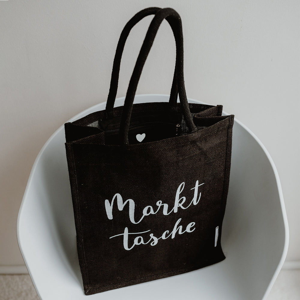 Jute shopper market bag black (PU = 5 pieces)