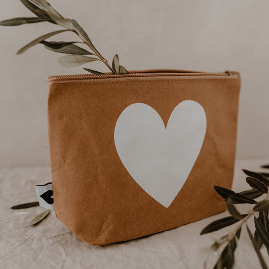 Trousse cosmétique coeur marron (UE = 6 Pièces)