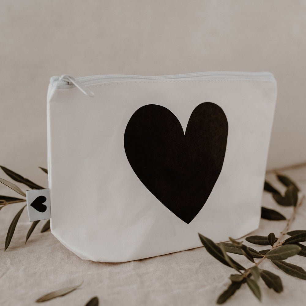 Kosmetiktasche weiß Herz (VE = 6 Stück)