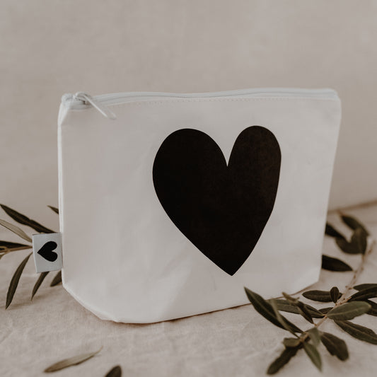 Sac cosmétique coeur blanc (UE = 6 Pièces)