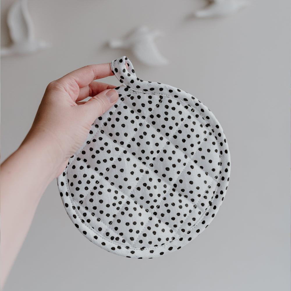 Linen potholder dots (PU = 5 pieces)